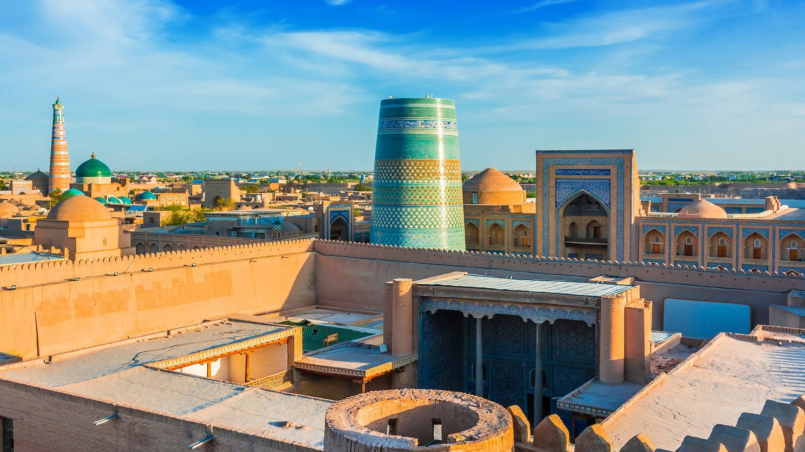 Panoramic view of Itchan Kala historic complex in Khiva Uzbekistan