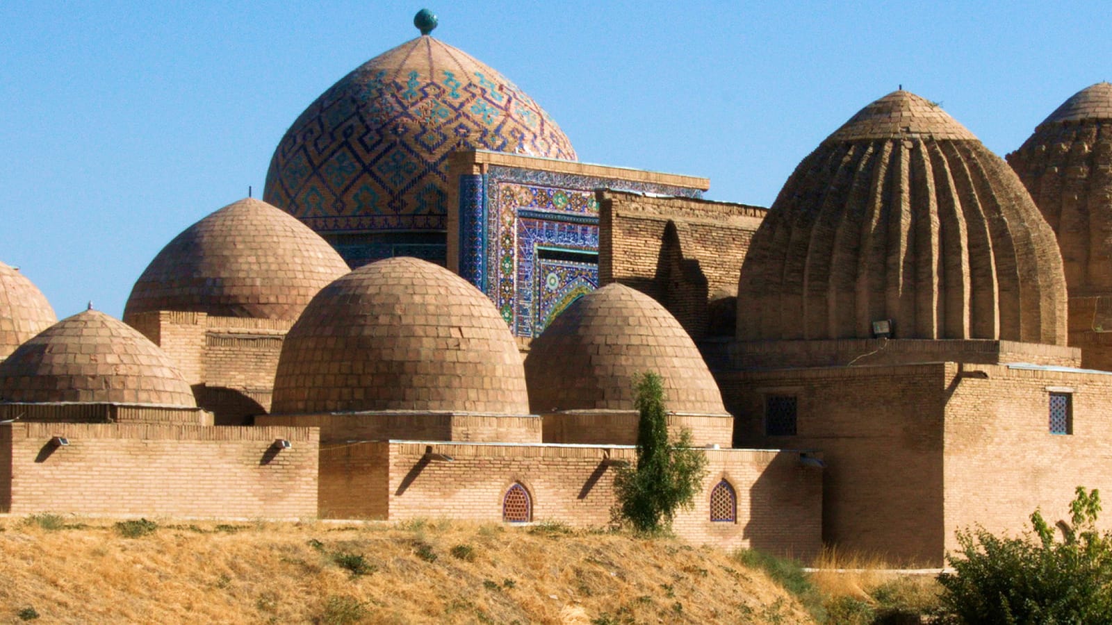 Historic domes and mausoleums of Shahi Zinda in Samarkand Uzbekistan